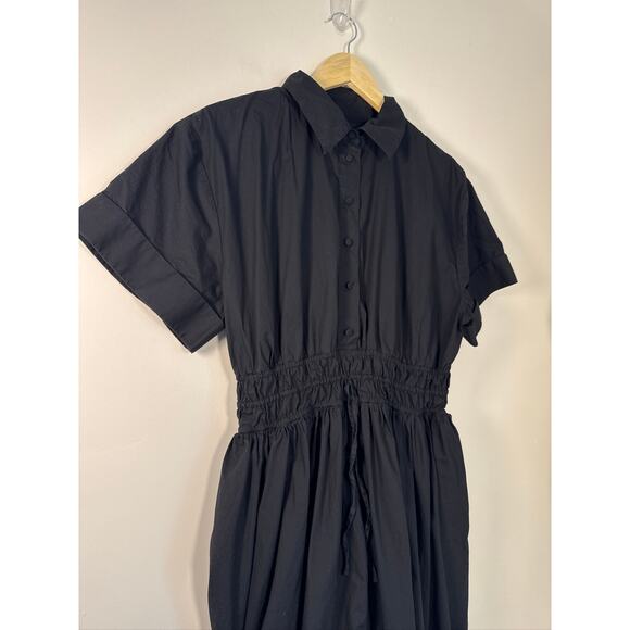 J.Crew Black Cotton Shirtdress with Drawstring Waist - Size 10 - Picture 3 of 8